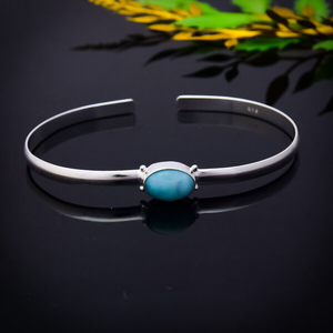 Blue Larimar <b>Bracelet</b> <b>Cuff</b> 925 Sterling <b>Silver</b> 7-8" Adjustable <b>Cuff</b> Gemstone Jewelry Gift for Her - Product Image 2