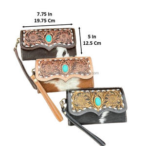 2025 nouveaux Designers femmes portefeuilles mode sac à main usiné à la main en cuir de vachette véritable argent et porte-carte pochette pour dames - Product Image 2