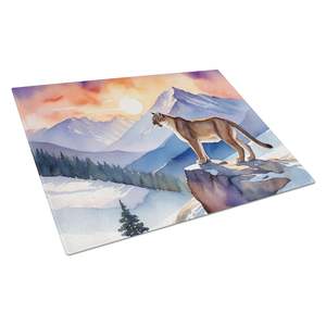 Tabla de cortar de vidrio templado decorativo de León de gran tamaño Mountain Majesty, tabla de servir de cocina para cortar Platos y platos - Product Image 1
