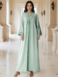Vestido abaya modesto estilo Dubái, vestido de lujo para mujeres, abaya musulmana de lujo, fabricante mayorista con logotipo personalizado OEM ODM. - Product Image 3
