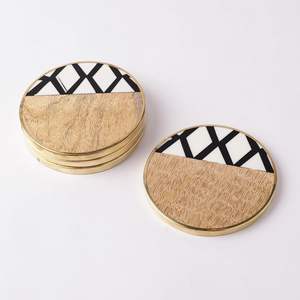 Wooden Coasters with <b>Stand</b> Natural Wood <b>Drink</b> with Holder for Table Protection Home Decor - Product Image 6