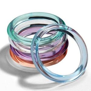 Ensemble de bracelets géométriques en résine faits à la main, bijoux fantaisie colorés pour femmes, bracelets en acrylique épais tendance - Product Image 5