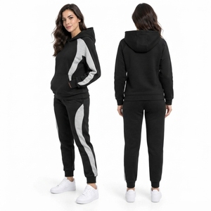 Ensemble de survêtement pour femme, veste confortable et pantalon à taille élastique, en mélange de coton, texture douce, coupe décontractée - Product Image 5