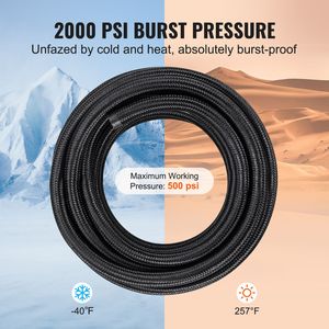 Kit de conduite de carburant 8AN avec tuyau de carburant de 20 pieds, tuyau tressé en nylon et acier inoxydable de 0,43 pouces, raccord d'extrémité pour pompes à carburant (huile/gaz/diesel) - Product Image 4