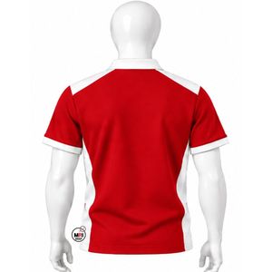 High Quality Mens Red <b>White</b> Color Blocked Zipper <b>Polo</b> <b>Shirts</b> Short Sleeves Turn Down Collar Casual Quick Dry Knitted Sportswear - Product Image 3