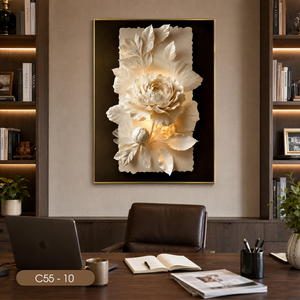 Peinture florale abstraite haut de gamme, art mural moderne en verre trempé fait main, miroir, cadre personnalisable, modèle C55-10, élégant pour la maison - Product Image 5