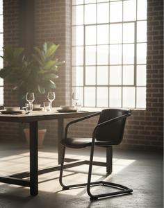 เก้าอี้หุ้มหนังสไตล์มินิมอล เบาะนั่งพนักพิงสูง ขาโลหะ สำหรับห้องรับประทานอาหาร ห้องนั่งเล่น คาเฟ่ บิสโทร เฟอร์นิเจอร์ที่นั่ง - Product Image 2