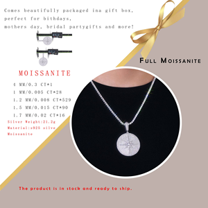 Collar con Colgante de Disco Redondo de Diamante Moissanita, Plata 925, Cadena con Dije Circular, Joyería de Lujo, Regalo para Hombres y Mujeres - Product Image 4