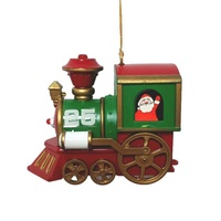 Figura Decorativa Navideña de Locomotora Santa Clásica Tradicional de Alta Calidad, Pintada en Color Plástico CK425, Adorno Colgante para Interiores