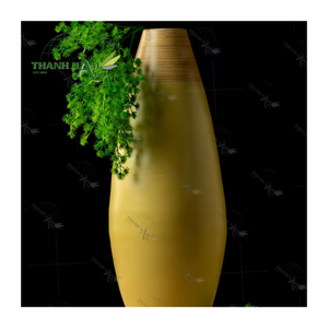 Handcrafted Modern Coiled Bamboo Vase D23xH60cm for Eco-Friendly Home Decor for Flower Arrangements Minimalist Tabletop Display - Product Image 1