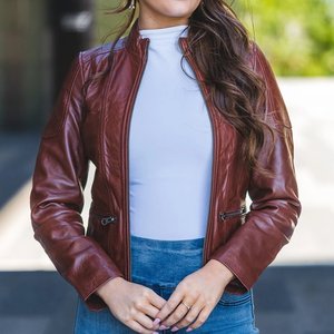 Chaquetas de Mujer Color Marrón con Logotipo Personalizado, Chaqueta Vintage para Invierno, Abrigos de Cuero Elegantes, Chaqueta Bomber Original, Ropa Urbana - Product Image 1