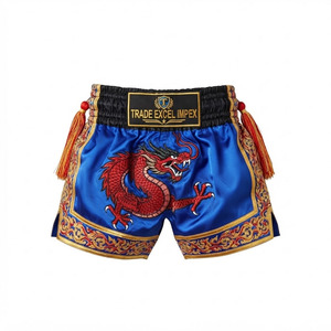 High Quality OEM Custom Logo Solid Muay Thai Boxing <b>Shorts</b> for <b>Men</b>-Breathable Eco-Friendly <b>Elastic</b> <b>Waist</b> - Product Image 3