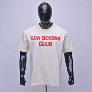 เสื้อยืดคอกลมแขนสั้น SOA Boxing Club สำหรับผู้ชาย สีตามสั่ง พิมพ์ลายยางนูน ทรงปกติ ผ้าเจอร์ซีย์คอตตอน แห้งเร็ว - Product Image 1