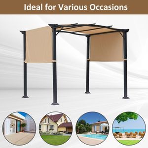 Pergola Retrattile 8 X 10 con Telaio in Acciaio e Copertura Superiore, Tenda Ombreggiante per Esterni in Tessuto Poliestere - Product Image 6