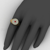 18k Gold 925 Silber 13mm Rosa Quarz & CZ Diamant Pavé-Set Cocktail Pinky Monogramm Personalisierter Designer-Ring Geschenk für Sie