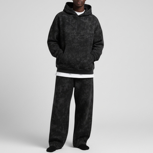 Ensemble sweat-shirt et pantalon de survêtement d'hiver personnalisé pour homme, coupe ample, épaules tombantes, style streetwear, fermeture éclair. - Product Image 5