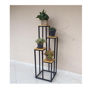 Soporte rústico para plantas de estilo farmhouse, de madera, para interiores y exteriores, de varios niveles, para macetas, decorativo, para jardín, balcón, hogar. - Product Image 1