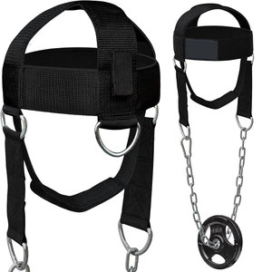 Arnés de Cuello de Nailon Negro con Logotipo Personalizado, Cadena y Placa de Peso para Entrenamiento de Fuerza - Product Image 1