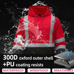 Sweat-shirts de sécurité réfléchissants imperméables fabriqués au Pakistan, classe ANSI 2, classe EN ISO 1, avec cordon de serrage et manches longues - Product Image 4