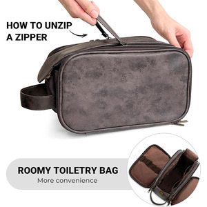 Bolsas de aseo de cuero genuino, bolsa de viaje para baño que ofrece comodidad, organización y una apariencia elegante, bolsas de aseo de cuero. - Product Image 2
