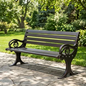Heavy Duty Outdoor <b>Metal</b> <b>Garden</b> <b>Bench</b> with Armrests Weather Resistant Patio Lawn Park Seating Furniture - Product Image 6
