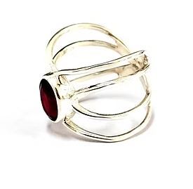 Double Band Red Garnet <b>Sterling</b> <b>Silver</b> Handmade Big <b>Ring</b> Unisex Geometric Bezel <b>Set</b> Oval Gemstone Good Quality Wholesale <b>Rings</b> - Product Image 4