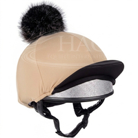 Funda para Casco de Equitación de Competición, con Pompón de Piel Sintética, Elástica, de Seda Premium para Invierno