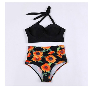 Conjunto de Bikini de Cintura Alta Island Escape con Estampados Florales Atrevidos y Traje de Baño de Playa con Ajuste Elástico Cómodo - Product Image 4