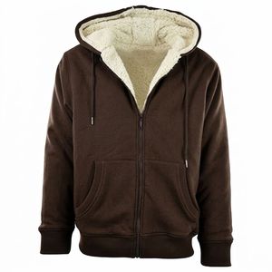 Winter <b>Thick</b> Zipper-Up Solid Loose Fit Hooded Cardigan Sweatshirt Men's 100% Cotton New Versatile Warm <b>Jacket</b> - Product Image 2