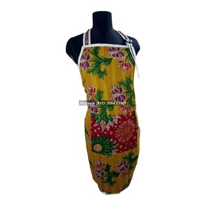 Vintage Kantha Handmade Recycled Cotton Sari Floral Apron Kitchen Apron Women <b>Dress</b> Gift For Her From Jaipur India - Product Image 4