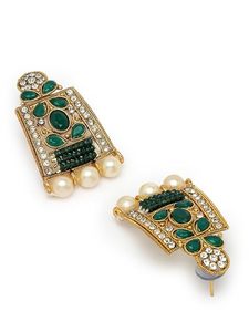 Gold Plated Alloy Necklace Earring Set Imitation Pearl Crystal Rhinestone Ethnic Wedding <b>Jewelry</b> Women's Fashion <b>Jewelry</b> Sets - Product Image 2