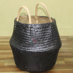 Contenedores de almacenamiento de hojas de palma artesanales con asas, almacenamiento redondo ecológico para cocina y sala de estar - Product Image 6