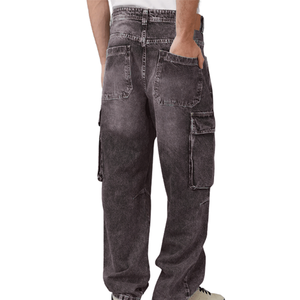 Customized Men's Washed Denim Cargo Jeans Mid Waist Loose Casual <b>Boot</b> Cut Long All Seasons Outdoor Denim <b>Pants</b> For Men - Product Image 2