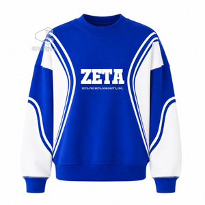 Zeta phi เสื้อสวมหัวสำหรับสตรีรุ่นเบต้าเสื้อสเวตเชิ้ตแขนยาวสำหรับสตรีสีน้ำเงินสีขาว - Product Image 1
