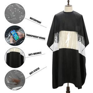 Capes de coiffure jetables transparentes, antistatiques, imperméables, ajustables à la taille, en tissu pongé, avec logo personnalisé, pour salon de coiffure et barbier - Product Image 4