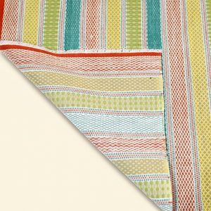 Tapis en laine tissé plat rayé vert turquoise jaune Sorbet Tropical, écologique, antidérapant, fait main, à poils épais, pour - Product Image 5