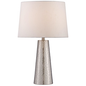 Hammered bronze <b>table</b> <b>lamp</b> set luxury textured metal <b>base</b> faux leather shade elegant bedside nightstand light home decor - Product Image 3