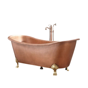 Bañera Independiente Premium con Patas de Gato, Drenaje Reversible y Orificio de Desbordamiento en Cobre Antiguo para Diseños de Baños Modernos - Product Image 1