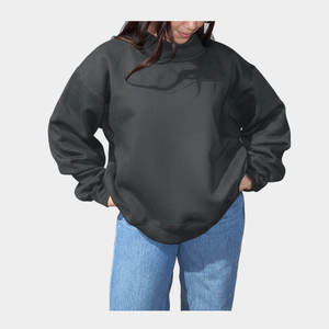 Sudadera de cuello alto para mujer, 100% algodón, 300 GSM, con logo personalizado, hombros caídos, color liso, estilo streetwear de invierno, con insignia de lentejuelas - Product Image 1