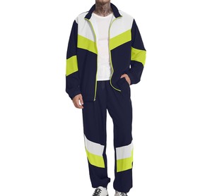Conjunto Deportivo Gris para Hombre, Manga Larga, Cierre de Cremallera, Diseño Color Block, Estilo Urbano, Pantalones Joggers, Primavera, Casual, Cuello Camisero - Product Image 6