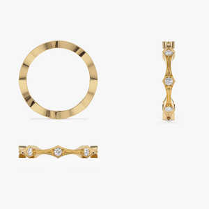 Anillo de Boda Apilable de Moissanita Estilo Art Déco, Chapado en Oro Sólido de 14k, Plata de Ley 925, Oro Amarillo, Anillo de Moissanita para Mujer - Product Image 3