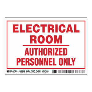 Etiquetas de Seguridad para Cuartos Eléctricos Solo para Personal Autorizado de Brady, Duraderas y Autoadhesivas para Uso en Interiores y Exteriores - Product Image 2