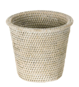 Cesta de mimbre natural tejida a mano, redonda, con borde enrollado, para plantas de interior y exterior, de Vietnam. - Product Image 3