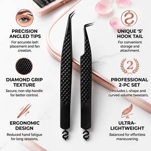 Morje Surgical Precision Stainless Steel Eyelash Tweezers with Smooth Tip Textured Grip 10mm Length for Accurate Application - Product Image 6