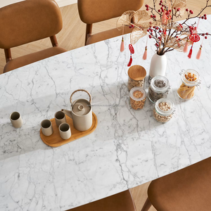 Juego de Comedor Escandinavo Moderno de 6 Piezas, Mesa de Madera, Sillas con Respaldo Sólido, Muebles Duraderos para el Hogar - Product Image 3