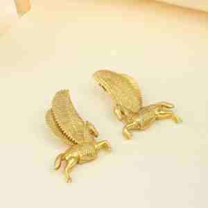Beautiful Anokhi Pegasus <b>Earrings</b> 925 Sterling Silver Gold Plated Antique Look <b>Stud</b> <b>Earrings</b> - Product Image 1