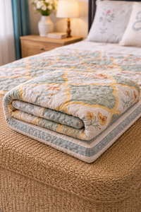 Ensemble de couette en coton biologique imprimé fait main, doux, confortable, écologique, lavable, moderne, multicolore - Product Image 3