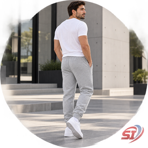Pantalon de jogging premium gris chiné en molleton brossé personnalisé, style athleisure, vente en gros OEM ODM - Product Image 4