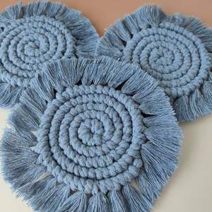 Handmade Floral Woven Coasters Round Crochet Drink Absorbent <b>Table</b> Protector Decorative Boho Home Decor - Product Image 6