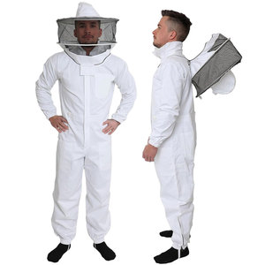 Traje de Apicultura Blanco para Hombre con Capucha de Malla Ventilada, Overol de Trabajo Transpirable de Algodón, Traje de Apicultura - Product Image 1